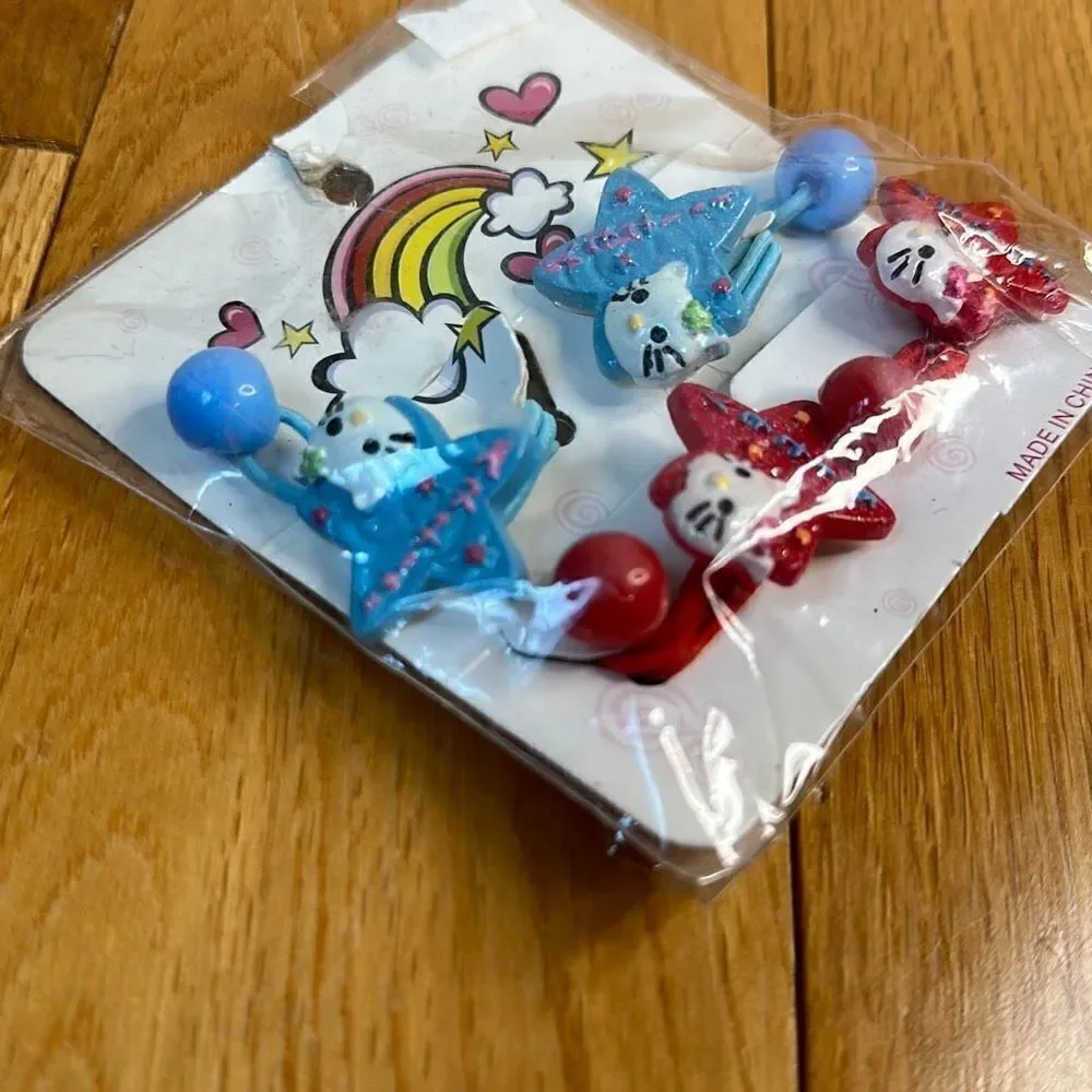 Hello kitty hair elastics red and blue